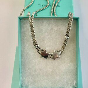 Tiffany & CO. pre own double puff star rope chain   necklace silver 925